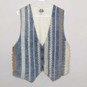 Vintage D.D. Designs Lace Crochet Denim Vest S